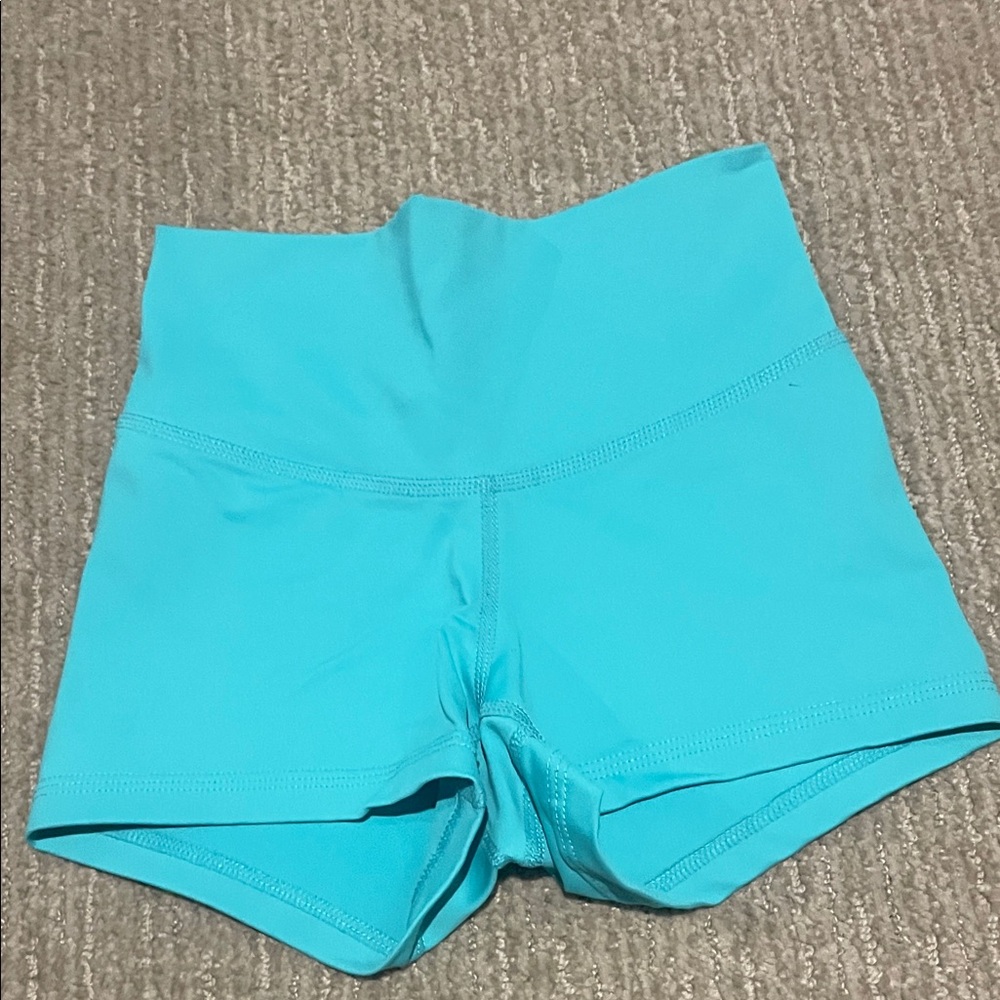 Kids Aqua Blue High-Waisted Shorts - Dancewear